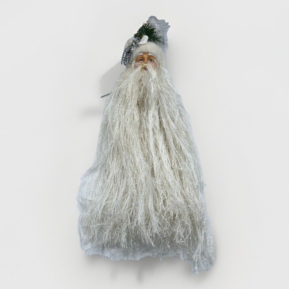Charming Group Elegant Santa Christmas Ornament 20" Shimmer Beard Mache Topper